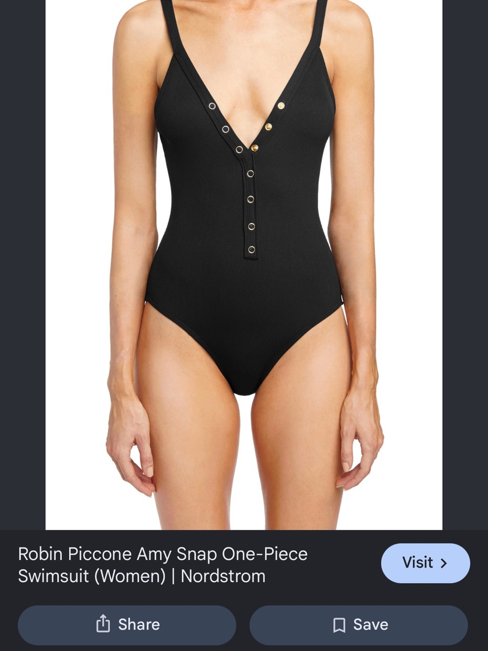 Robin Piccone Black Ribbed Snap One-Piece